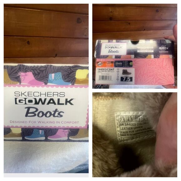 Skechers On-The-GO Joy Savvy women's ankle boots Tan/Faux Fur Sz 7.5 - Picture 8 of 8